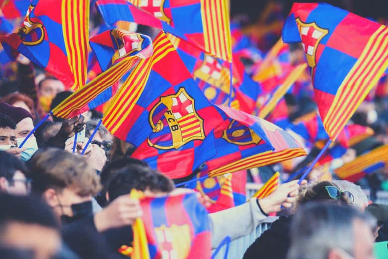 Banderas de los aficionados del FC Barcelona